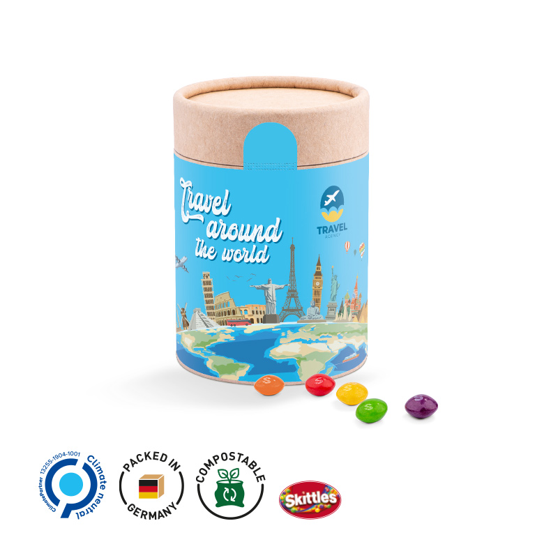 Papierdose Eco Maxi mit Skittles Kaubonbon